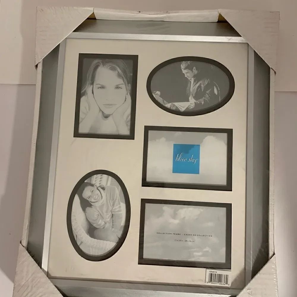 Blue Sky Collection Silver Frame Matted Photo 5 Separate 3x5 Inch Photo Opening